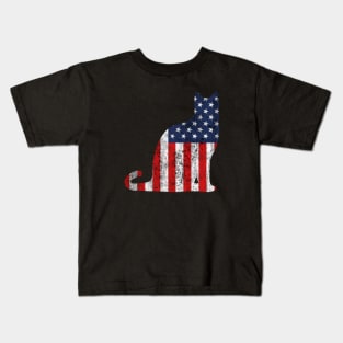 American Flag Cat Kids T-Shirt